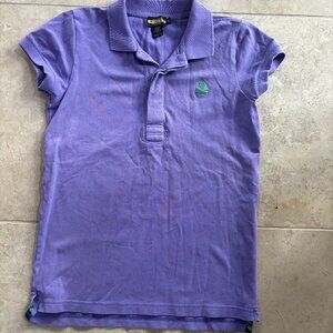 Junior Medium Lavender Ralph Lauren Rugby Short Sleeved Polo Top